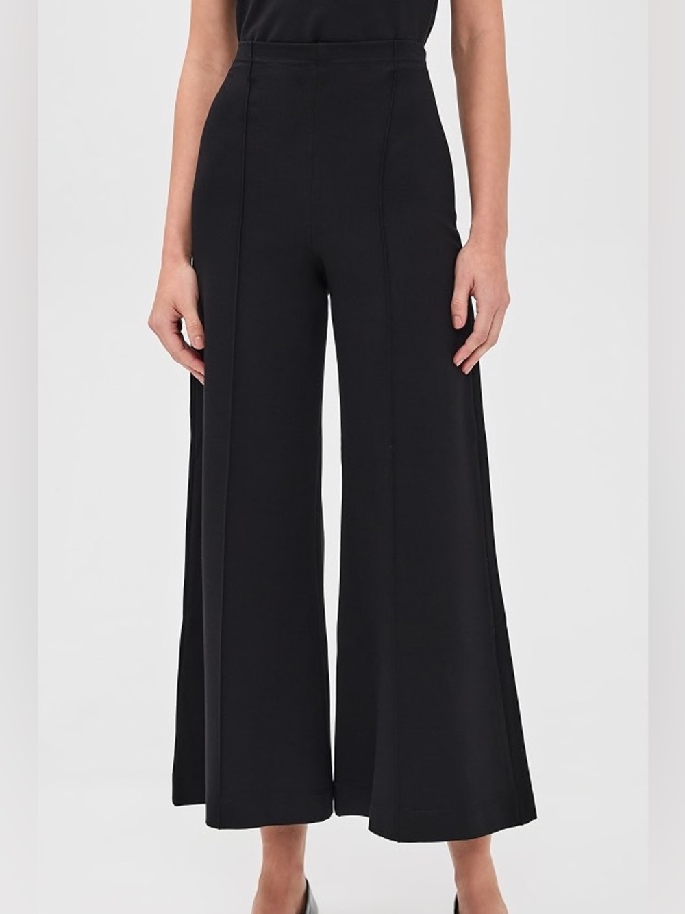 Ripley Rader Black Ponte Knit Crop Wide Leg Pants High Waisted Size 3 Medium